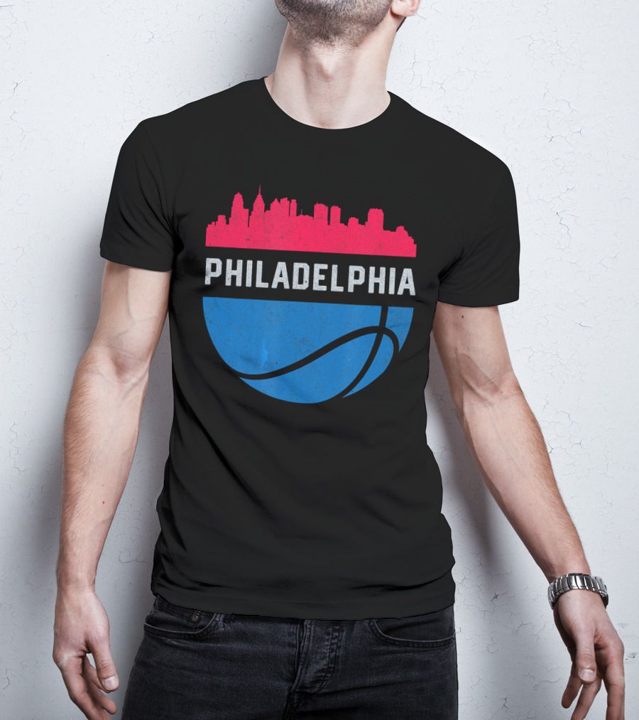 Philadelphia Cityscape Basketball T-Shirt