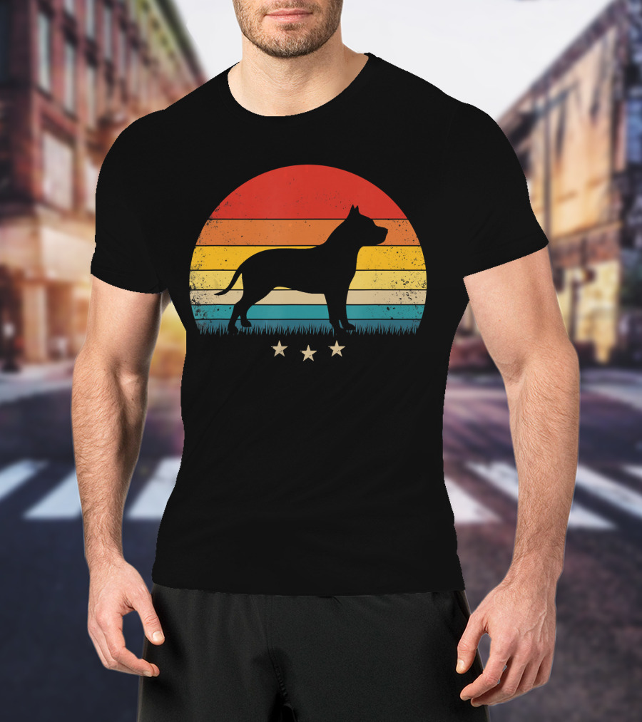 Vintage Pitbull Sunset With Stars T-Shirt