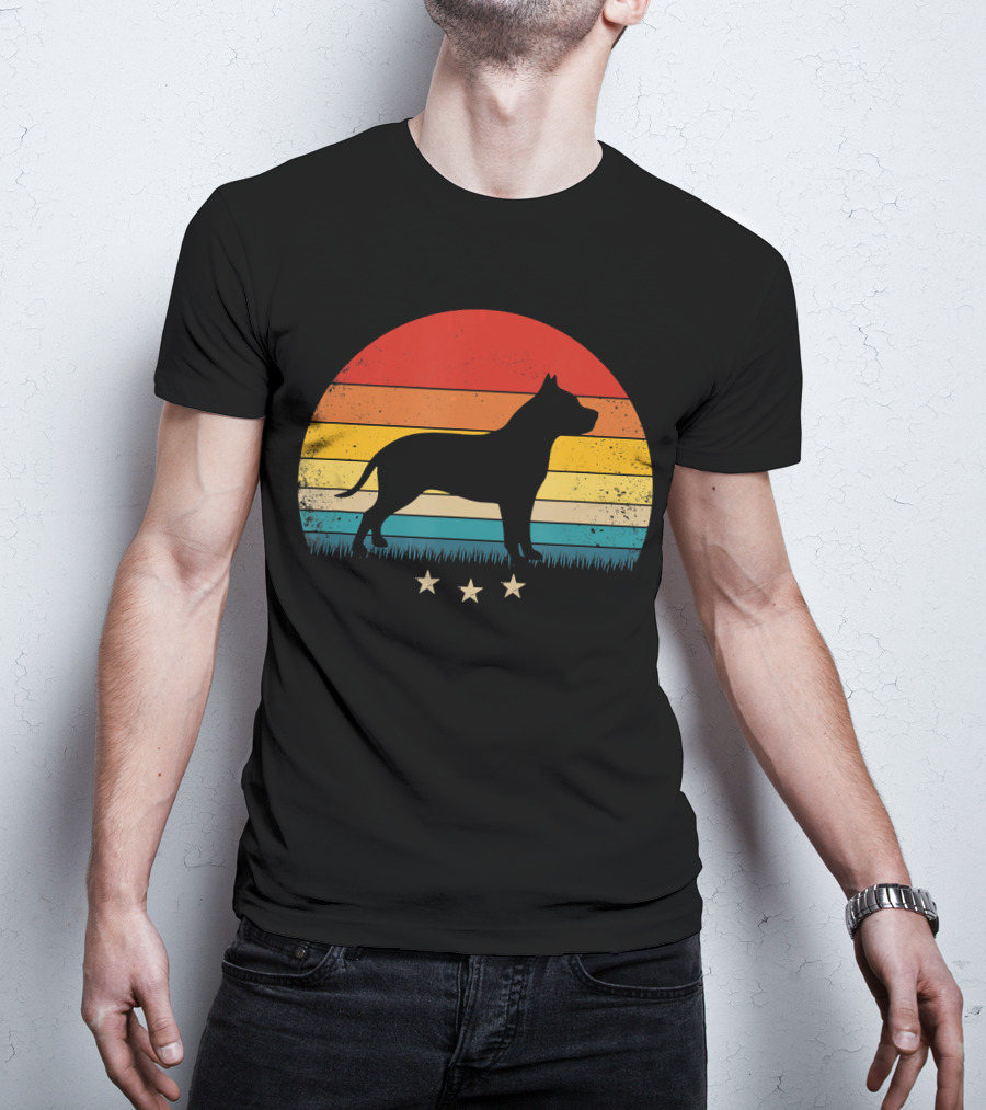 Vintage Pitbull Sunset With Stars T-Shirt
