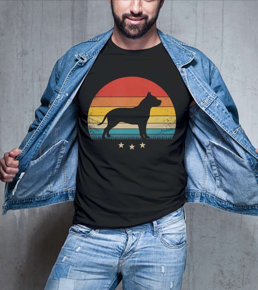 Vintage Pitbull Sunset With Stars T-Shirt