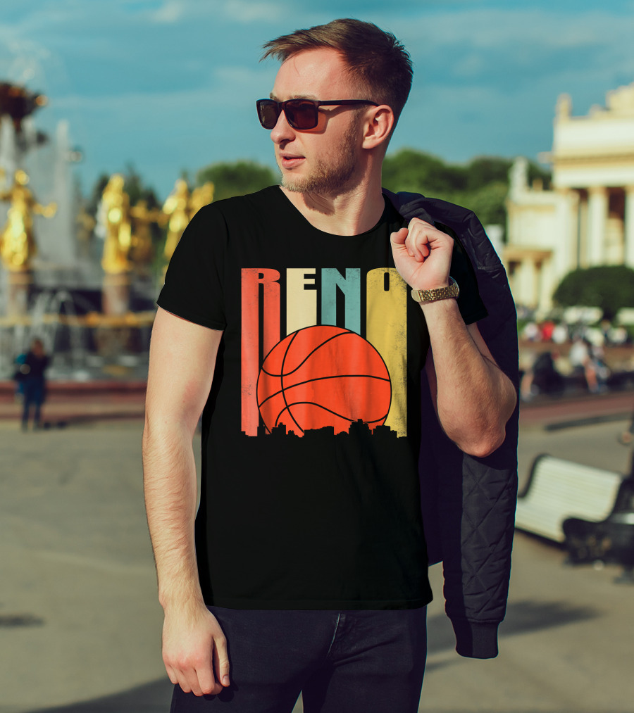 Reno Nevada Retro Basketball Skyline T-Shirt
