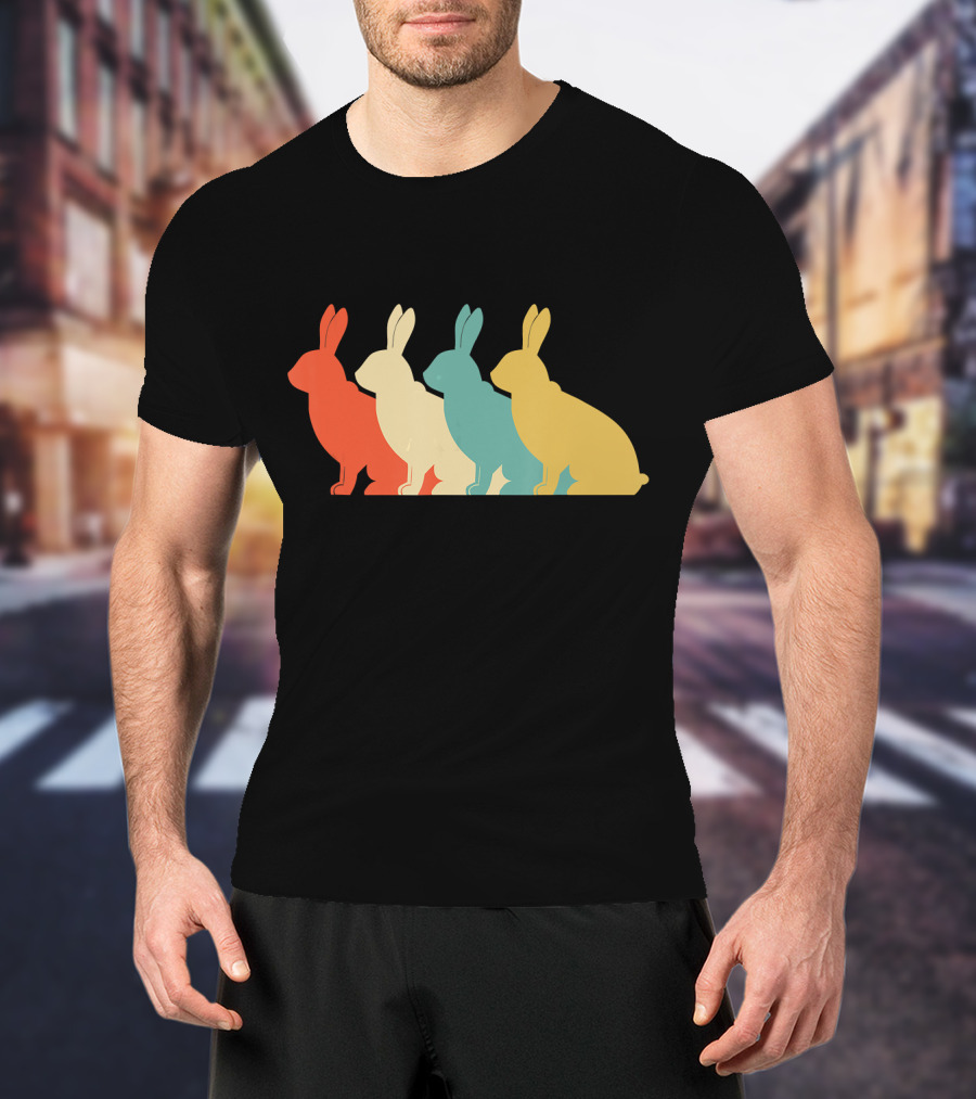 Vintage Art Bunny Rabbit Lover Whispere Four Colorful T-Shirt