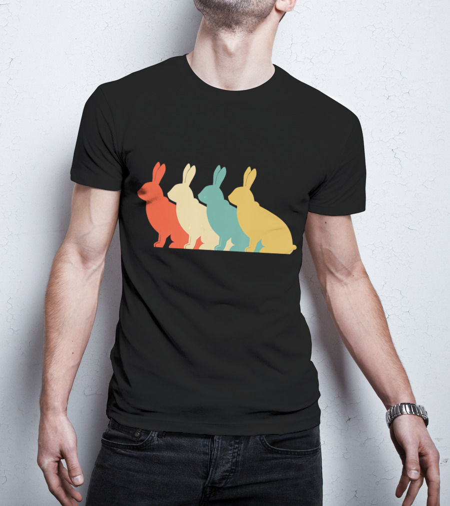 Vintage Art Bunny Rabbit Lover Whispere Four Colorful T-Shirt