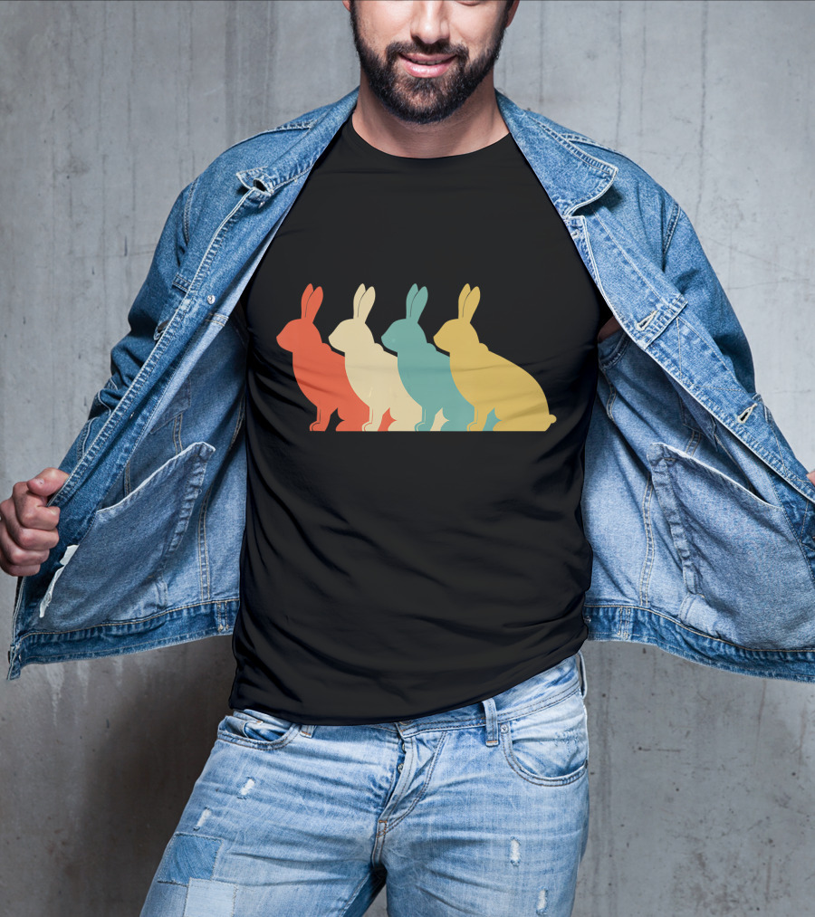 Vintage Art Bunny Rabbit Lover Whispere Four Colorful T-Shirt