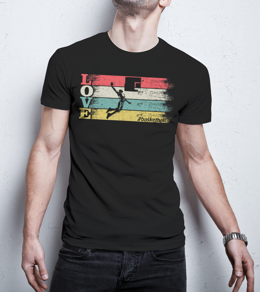 Love Basketball Vintage Sport Team Hashtag Basketball T-Shirt