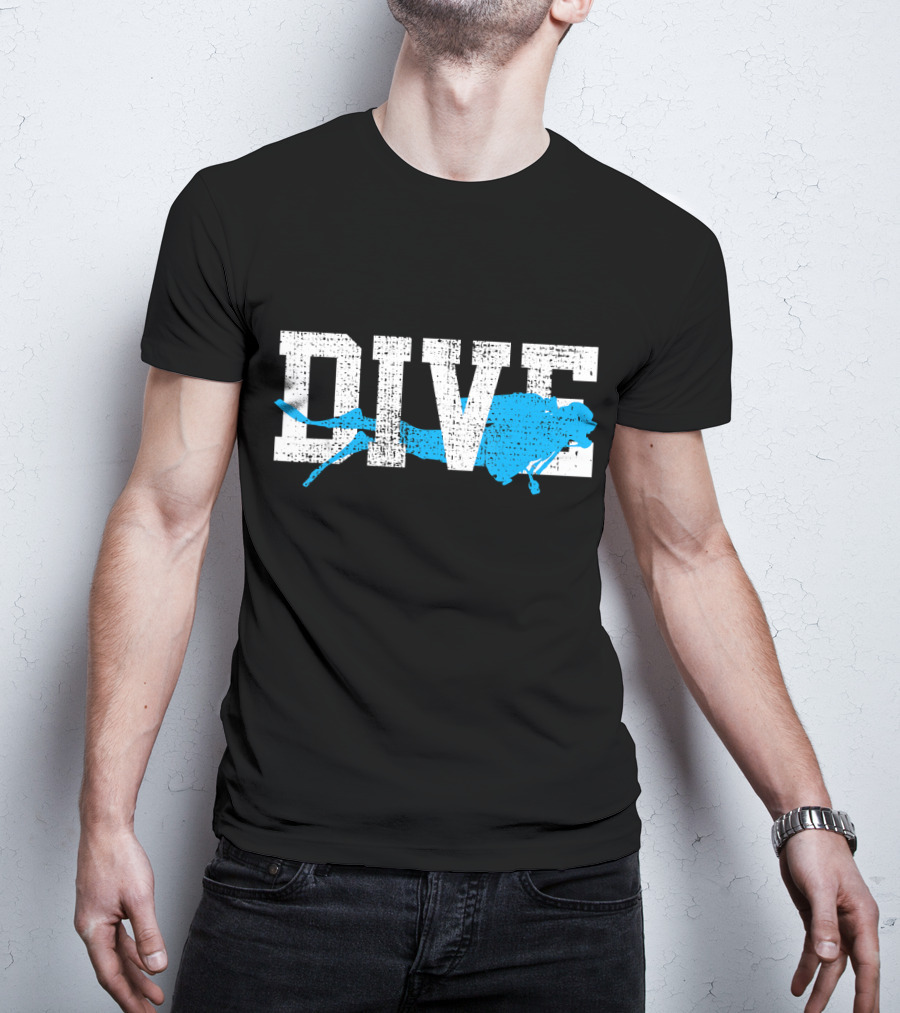 Vintage Scuba Diving Dive Diver Station Scho Bold Dive Text With Diver T-Shirt
