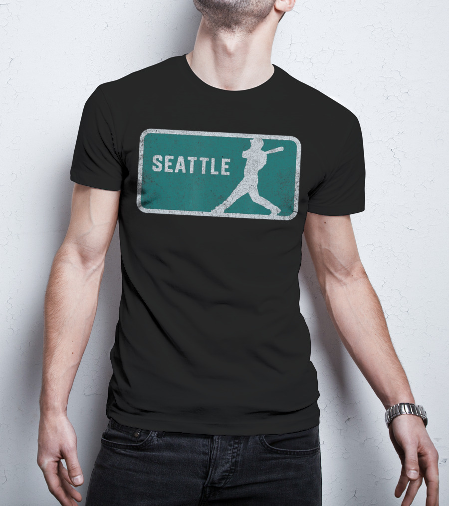 Seattle Vintage Baseball Player Silhouette SEA T-Shirt