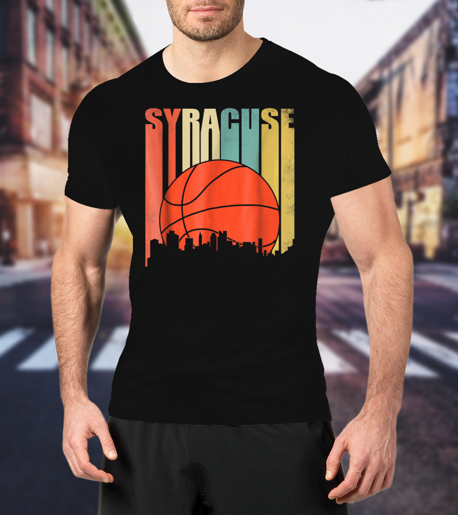 Syracuse New York Vintage City Skyline Basketball T-Shirt