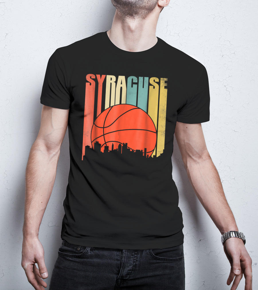 Syracuse New York Vintage City Skyline Basketball T-Shirt