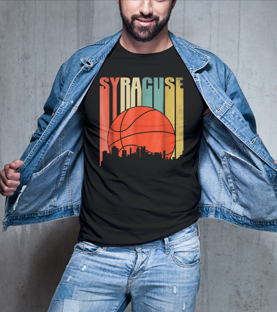 Syracuse New York Vintage City Skyline Basketball T-Shirt