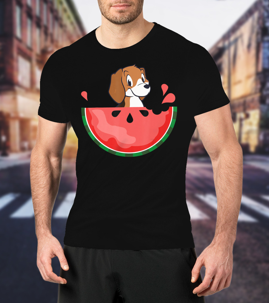 Watermelon With Beagle Summer Vacation Fun T-Shirt