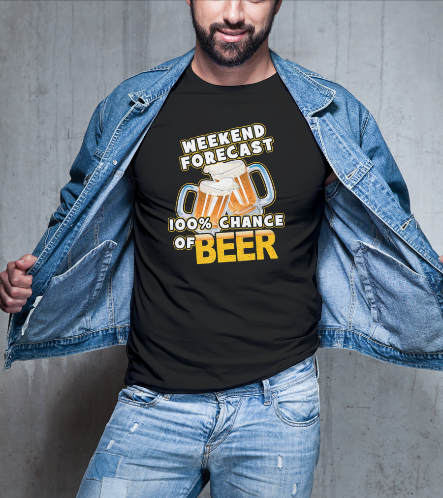 Weekend Forecast 100% Chance Of Beer Two Mugs T-Shirt