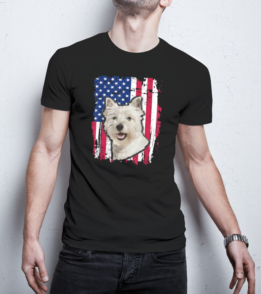 Westie USA Flag Independence Day T-Shirt