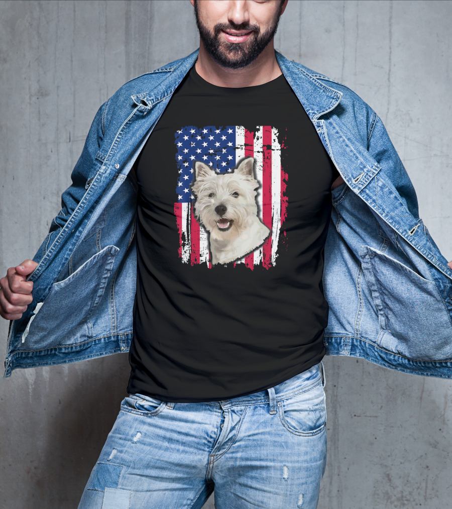 Westie USA Flag Independence Day T-Shirt