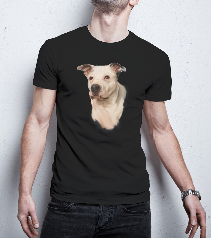 White Pit Bull Dog Portrait For Pitbull Lovers T-Shirt