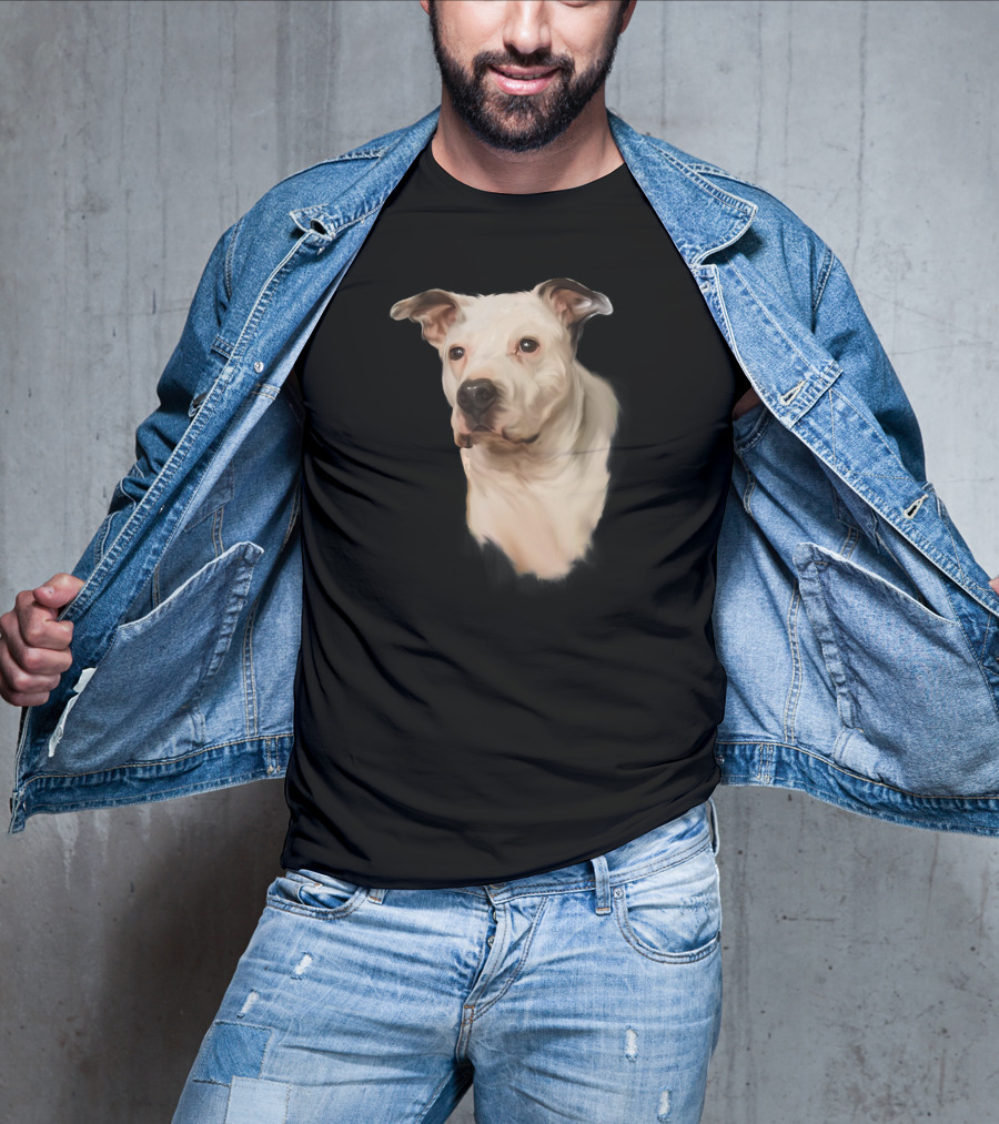 White Pit Bull Dog Portrait For Pitbull Lovers T-Shirt