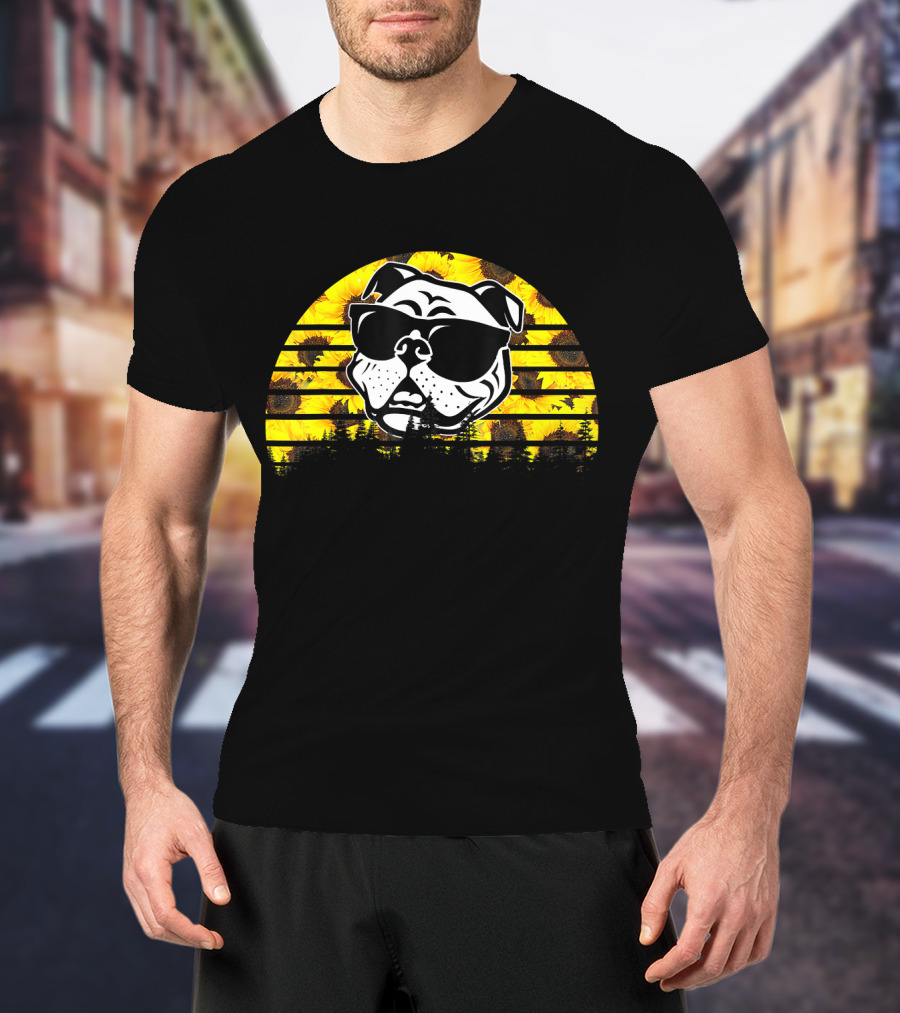 Pitbull Sunflower Sunglasses T-Shirt