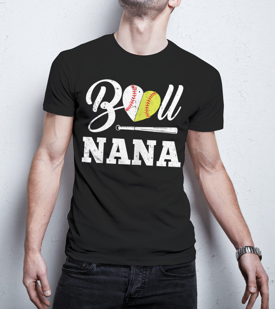 Ball Nana Heart Softball Baseball Bat T-Shirt