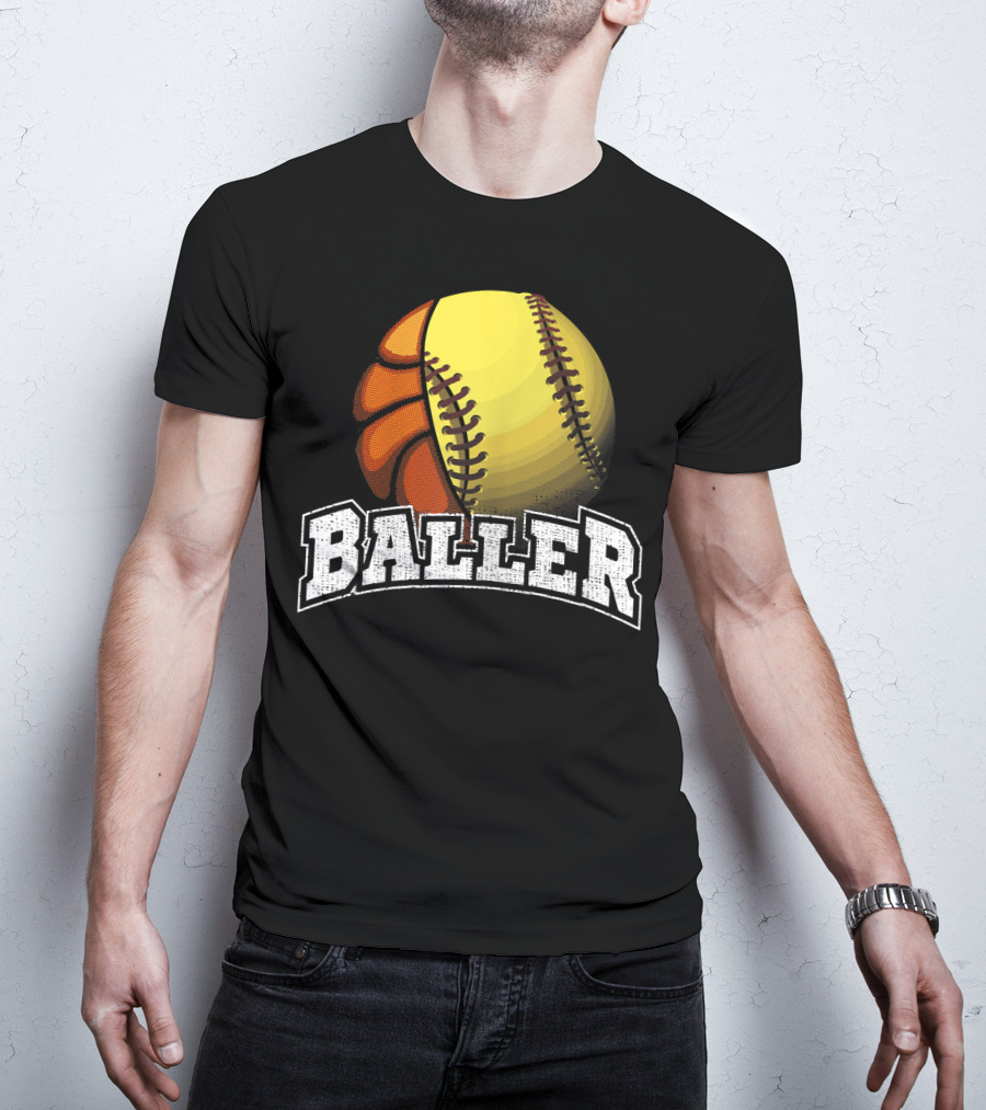 Baller Funny Girls Softball Basketball Combo T-Shirt