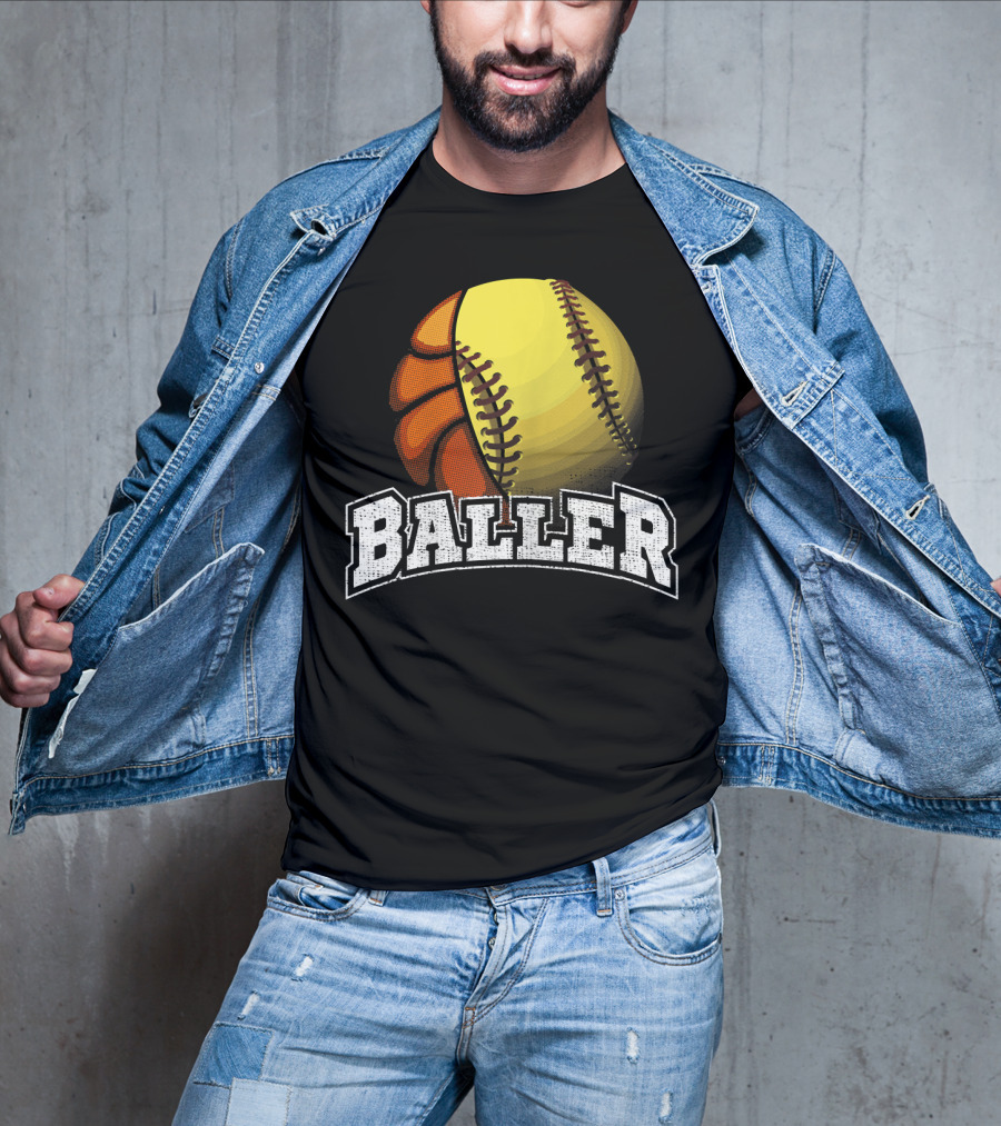 Baller Funny Girls Softball Basketball Combo T-Shirt