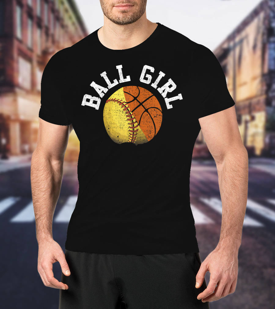 Ball Girl Funny Softball Basketball Combo T-Shirt