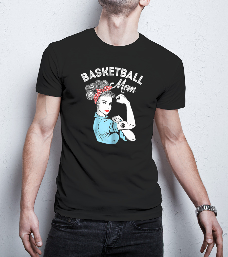 Basketball Mom Retro Strong Iconic Rosie Flexing T-Shirt