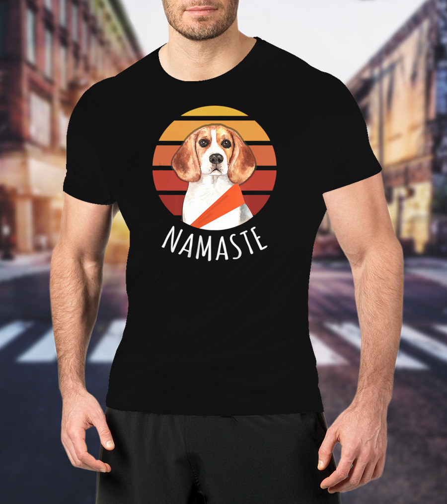 Namaste Beagle Sunset Yoga T-Shirt