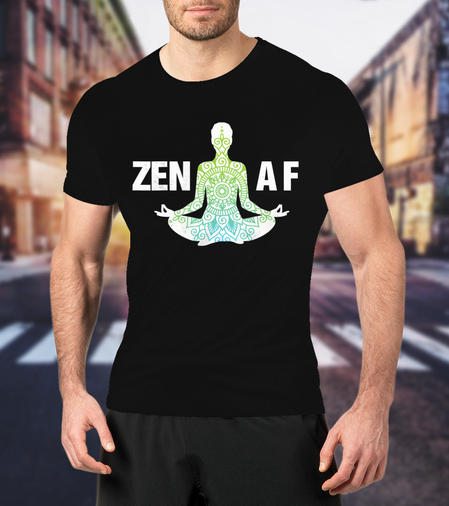 Zen AF Yoga Namaste Mandala Hippi Sitting Pose T-Shirt