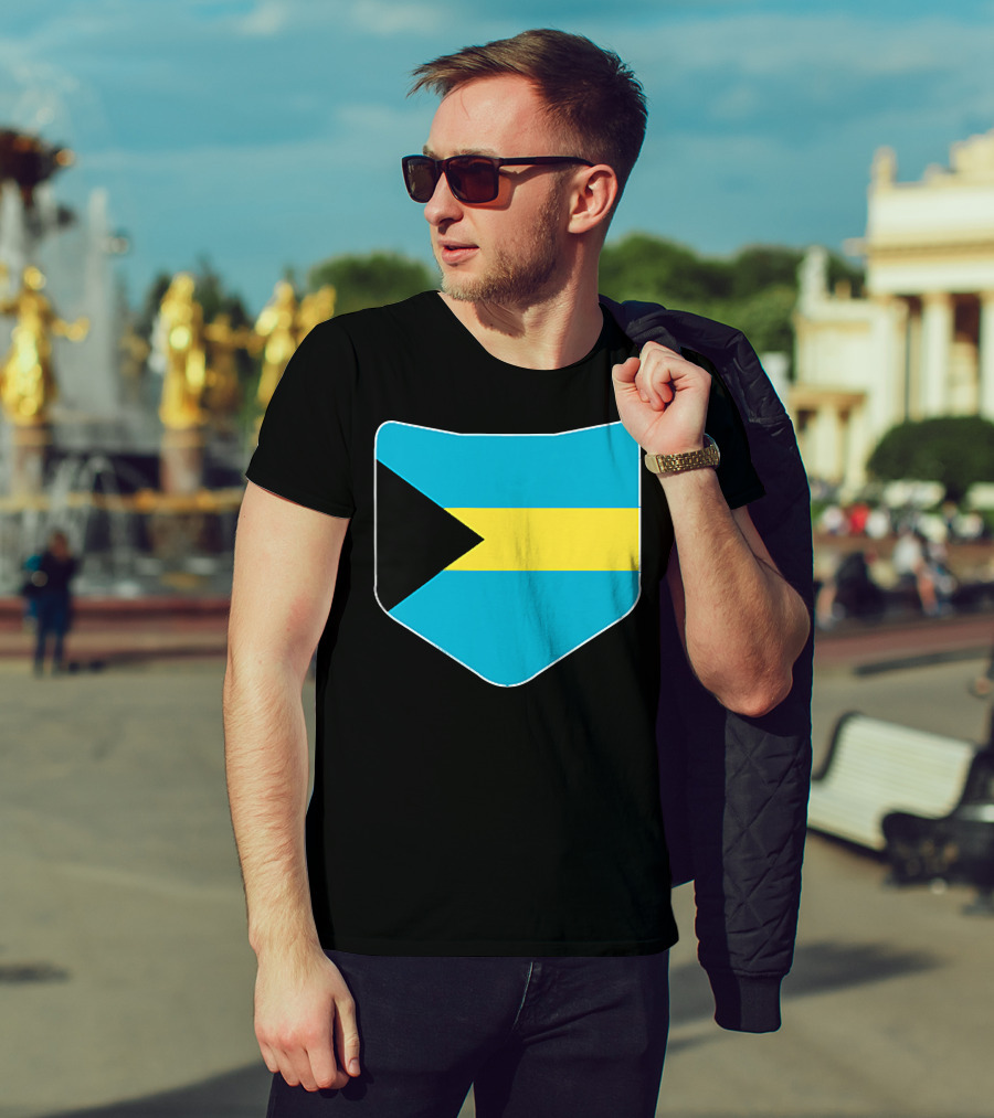 The Bahamas Flag Pocket Design With Bahami Branding T-Shirt
