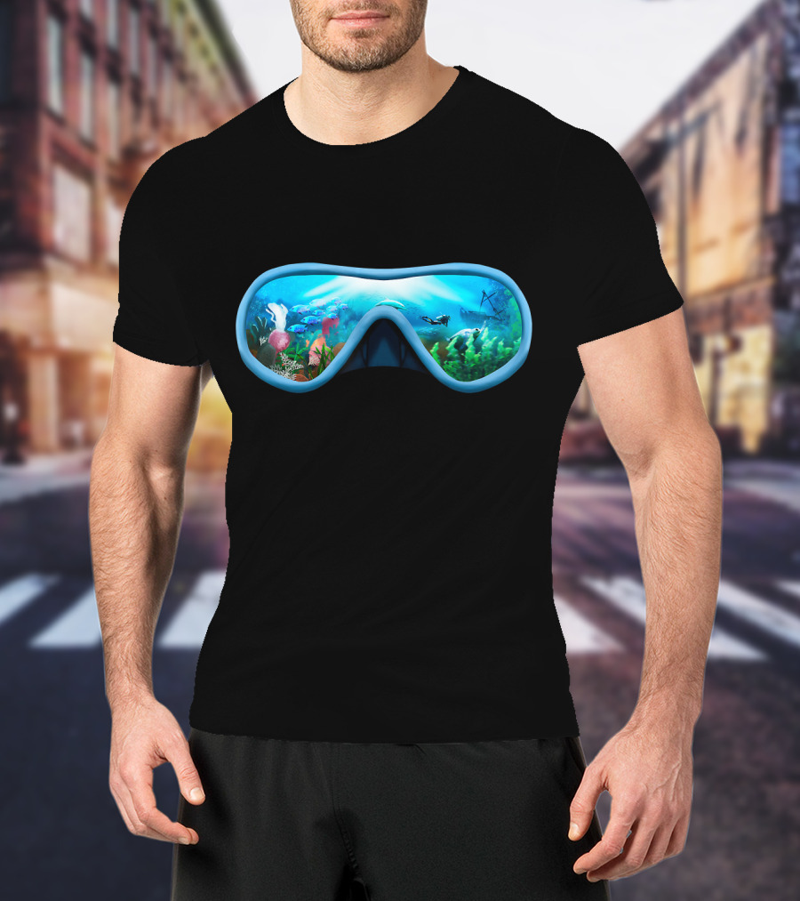 Scuba Diving Mask Underwater Adventure Coral Reef With Diver T-Shirt