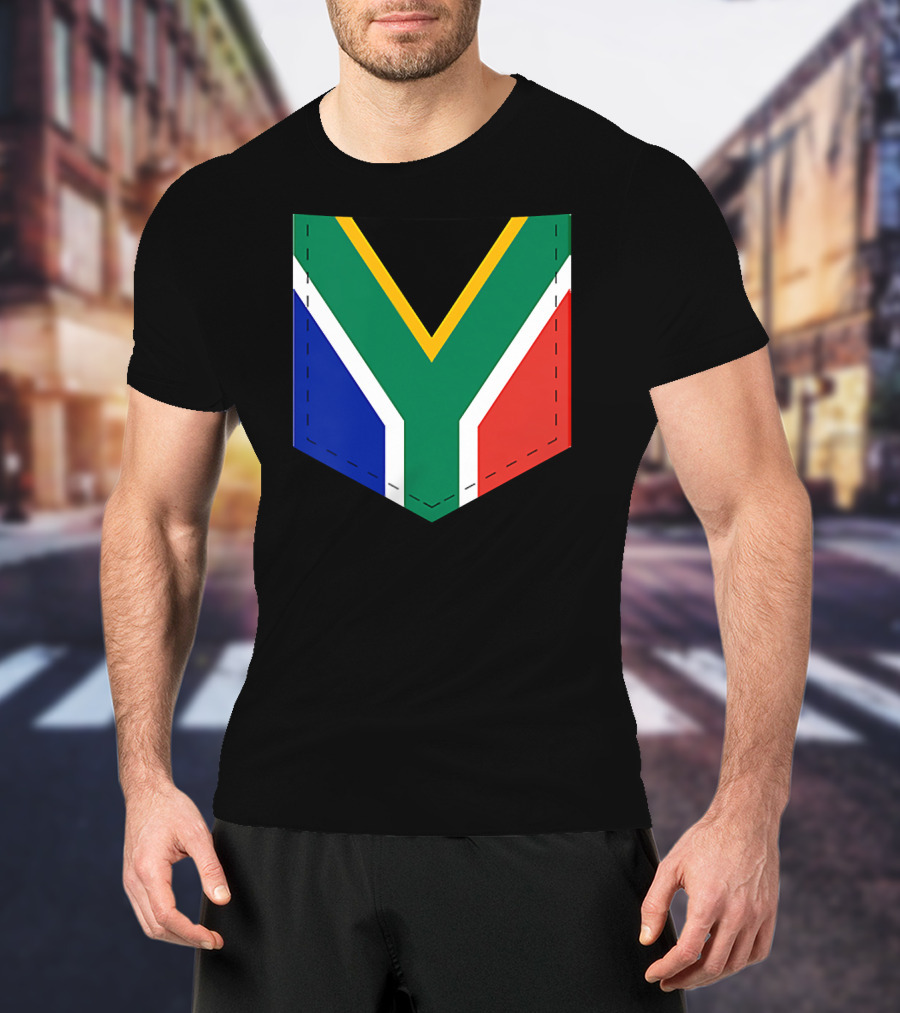 South Africa Flag Pocket Style With Printed Sout T-Shirt