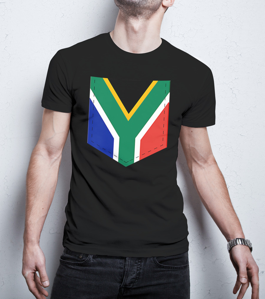 South Africa Flag Pocket Style With Printed Sout T-Shirt