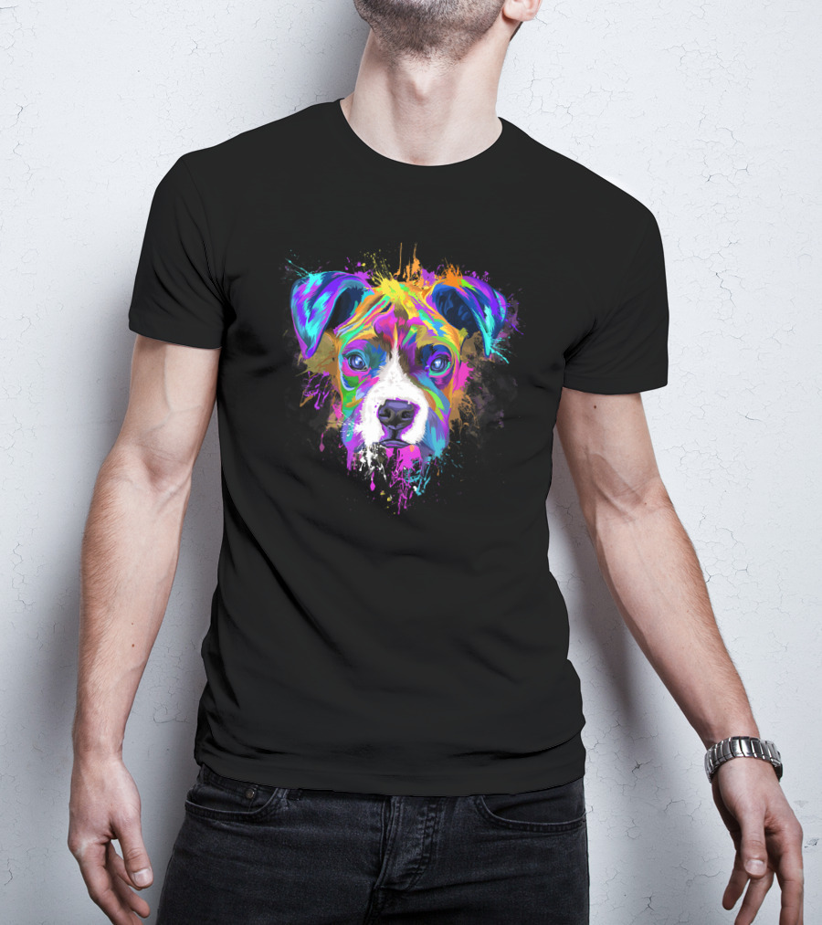 Colorful Splash Boxer Dog Pup Lover T-Shirt
