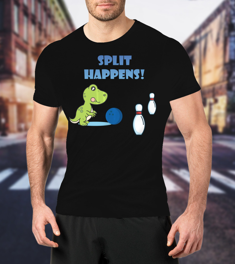Split Happens Dino T-Rex Bowlingpin Fun T-Shirt
