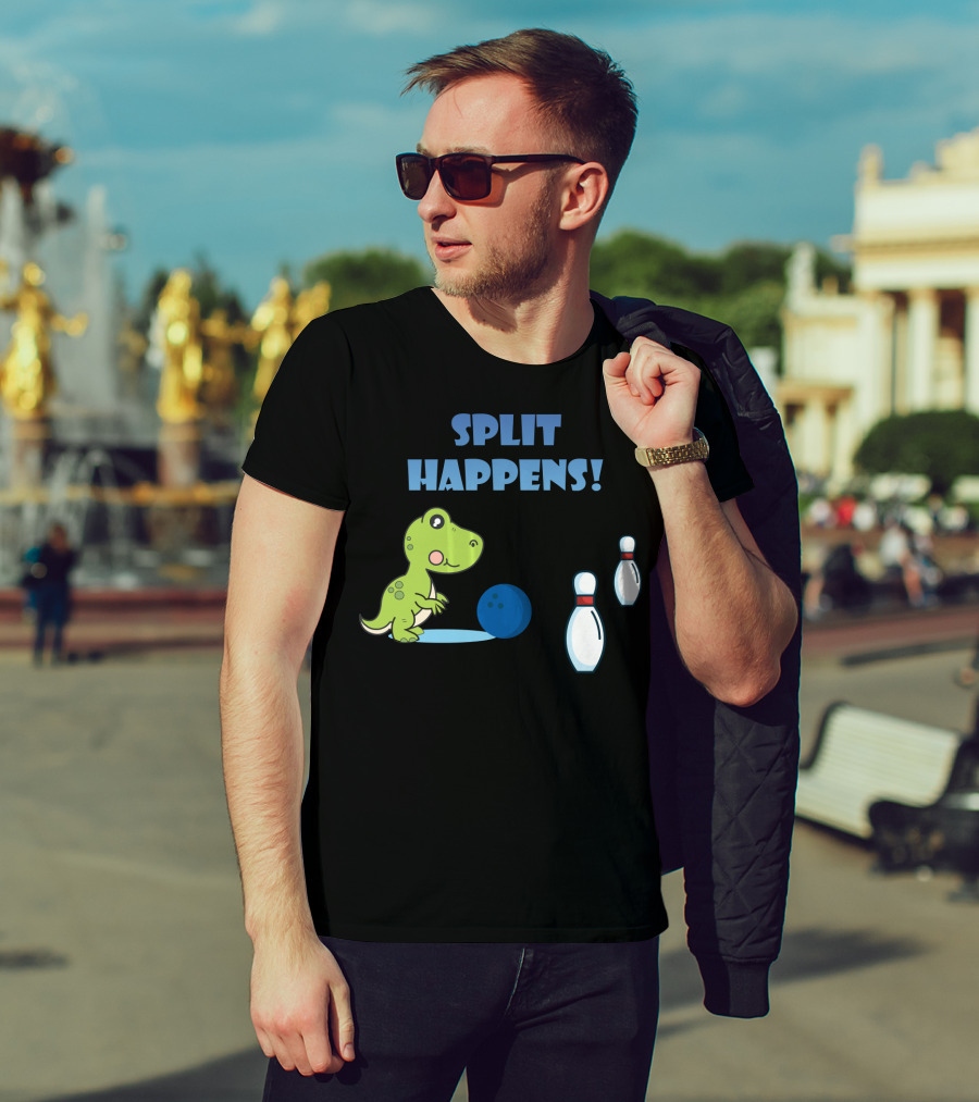 Split Happens Dino T-Rex Bowlingpin Fun T-Shirt