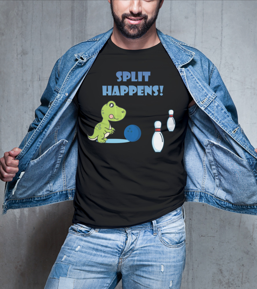 Split Happens Dino T-Rex Bowlingpin Fun T-Shirt