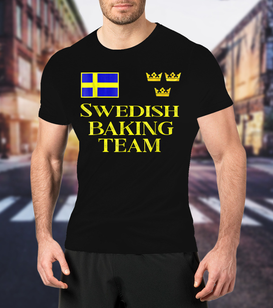Swedish Baking Team Christmas Cookies Swedish Flag And Three Crowns T-Shirt