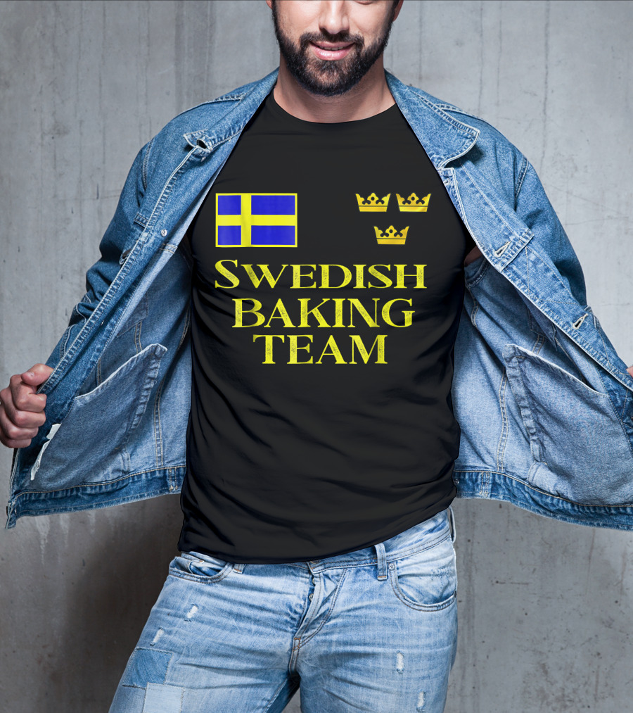 Swedish Baking Team Christmas Cookies Swedish Flag And Three Crowns T-Shirt