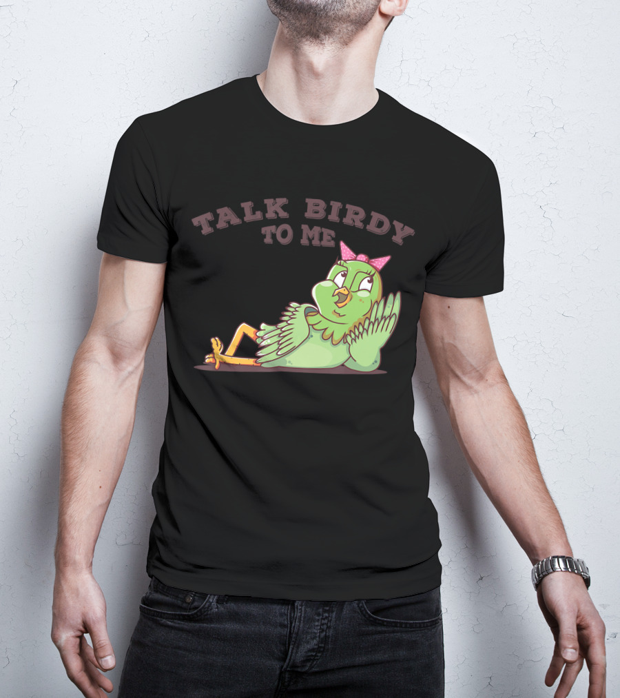 Talk Birdy To Me Funny Parrot Bird Relaxing With Bow T-Shirt