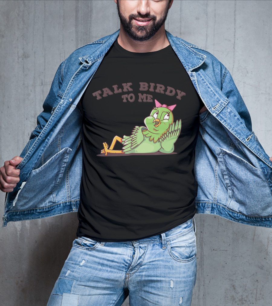 Talk Birdy To Me Funny Parrot Bird Relaxing With Bow T-Shirt