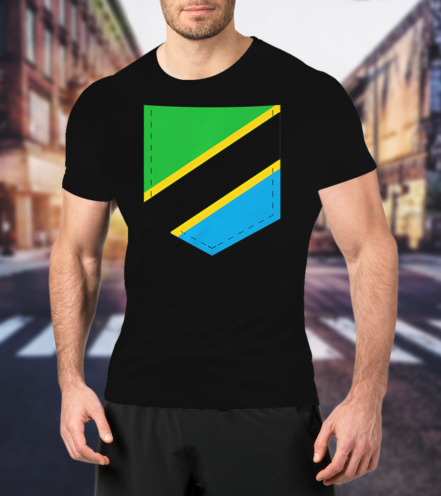 Tanzania Flag With Printed Tanzani Pocket T-Shirt