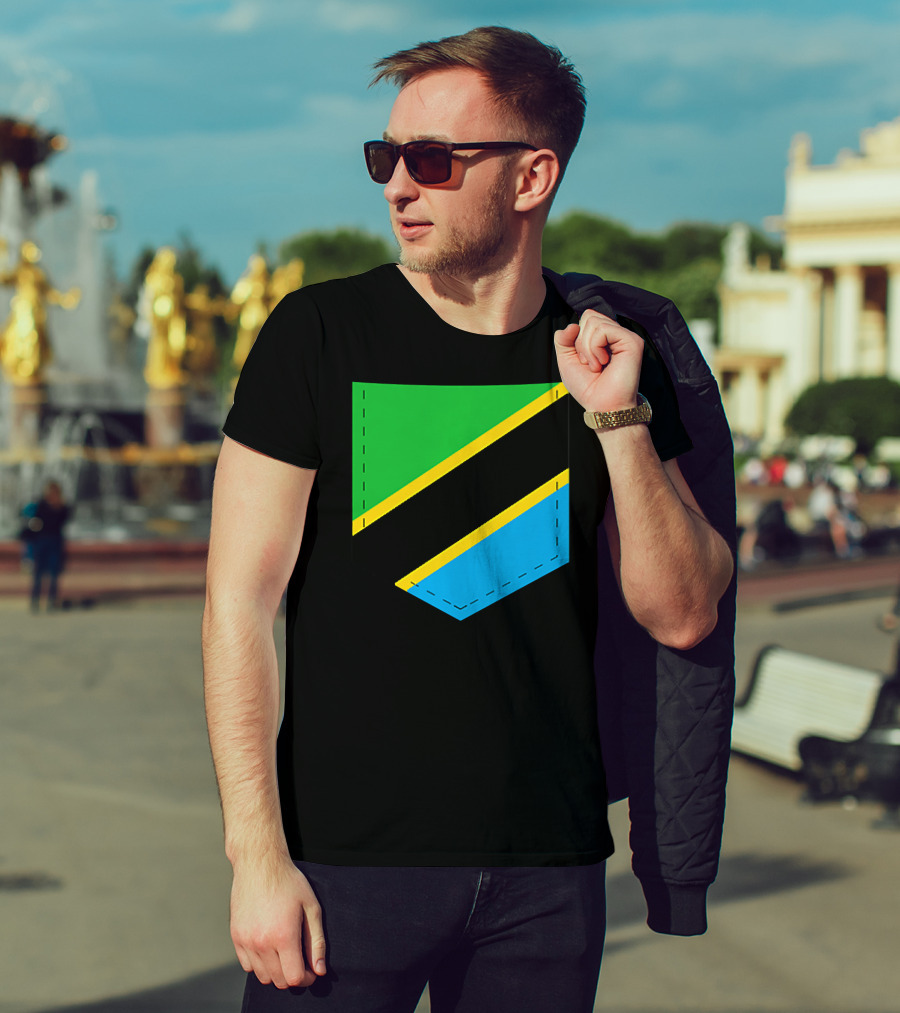 Tanzania Flag With Printed Tanzani Pocket T-Shirt