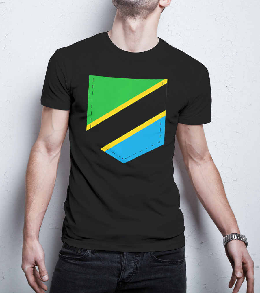 Tanzania Flag With Printed Tanzani Pocket T-Shirt