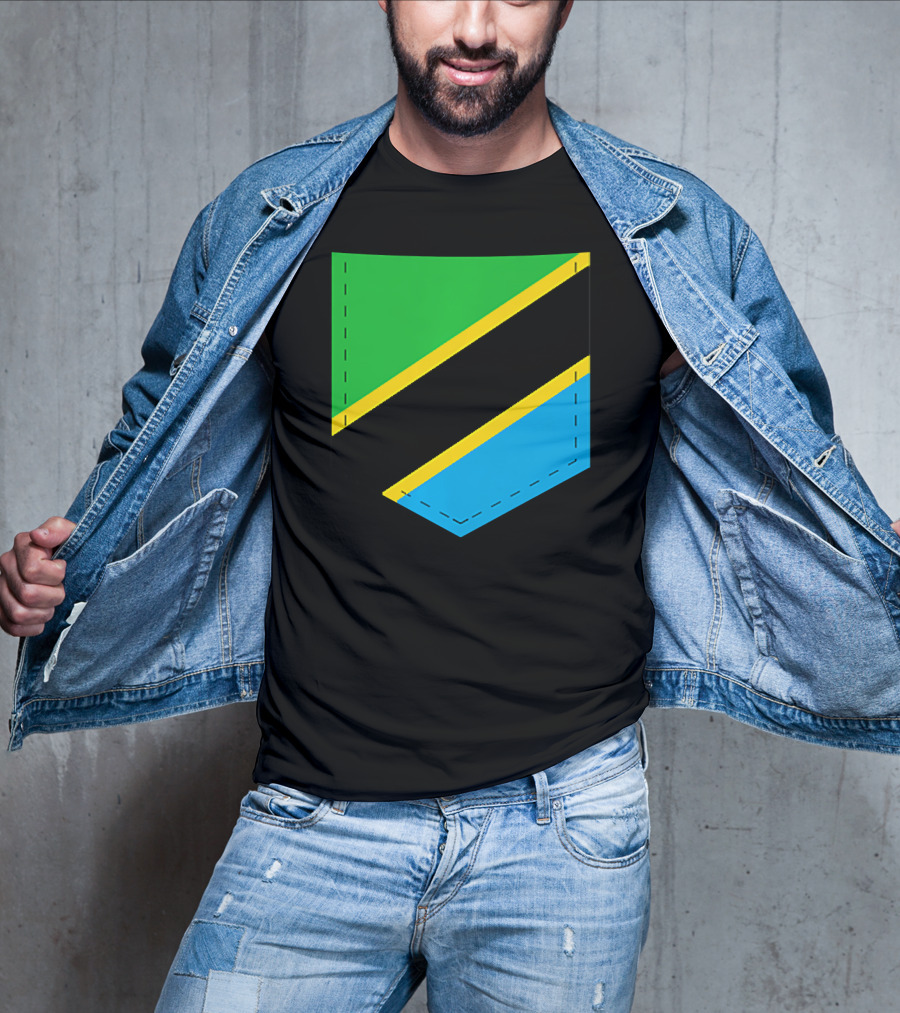 Tanzania Flag With Printed Tanzani Pocket T-Shirt