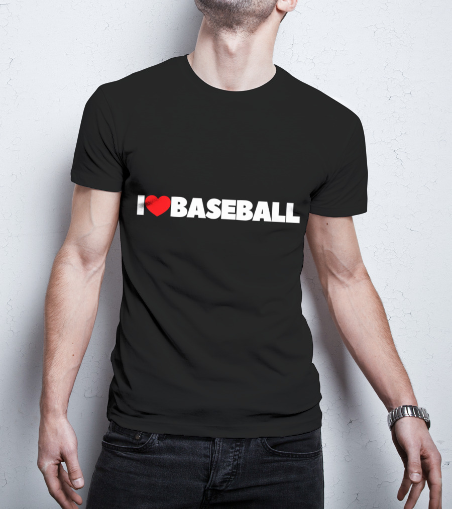 I Love Baseball Heart Icon T-Shirt