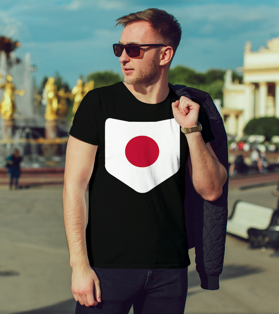 Japan Symbol Emblem With Printed Japanese Flag T-Shirt