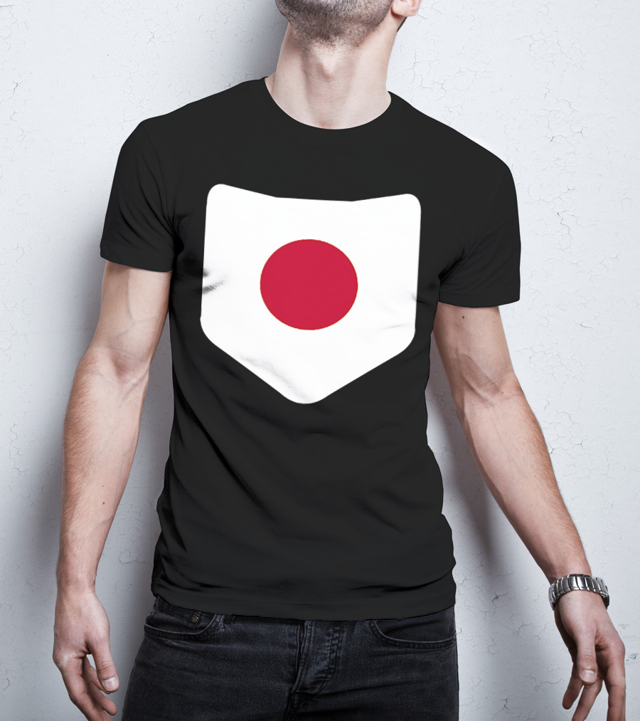 Japan Symbol Emblem With Printed Japanese Flag T-Shirt