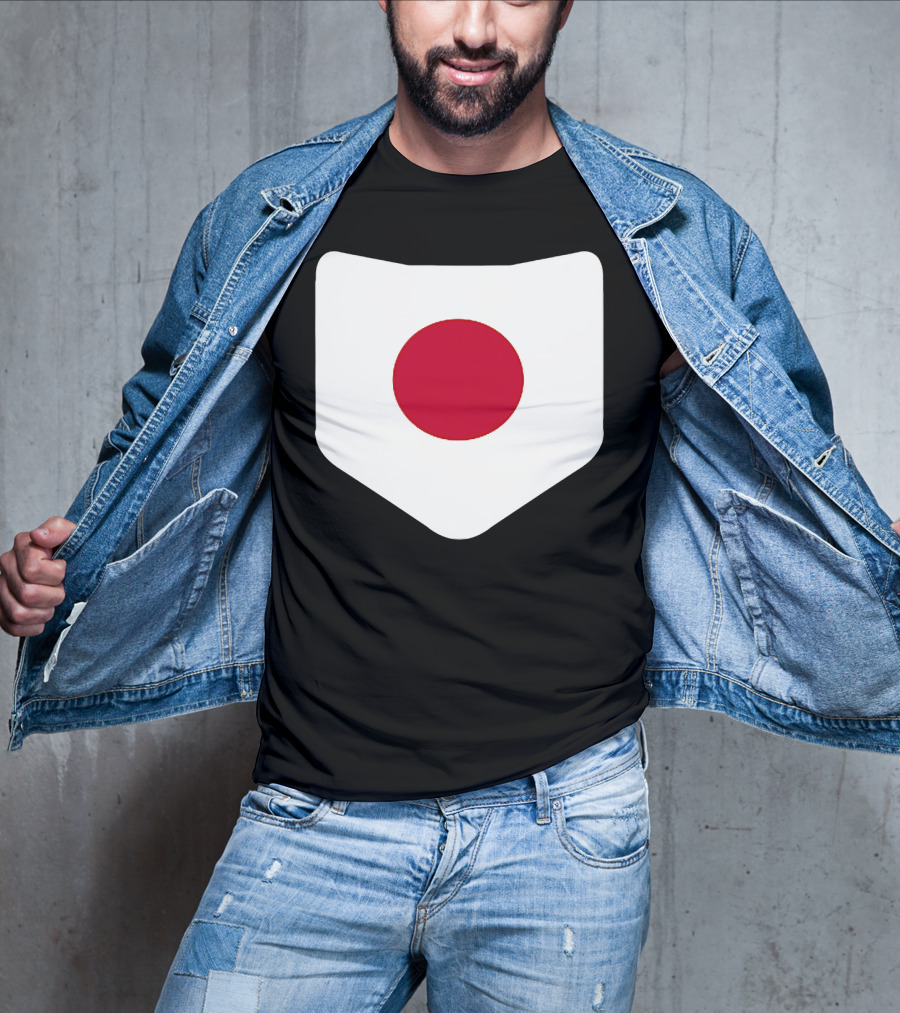 Japan Symbol Emblem With Printed Japanese Flag T-Shirt