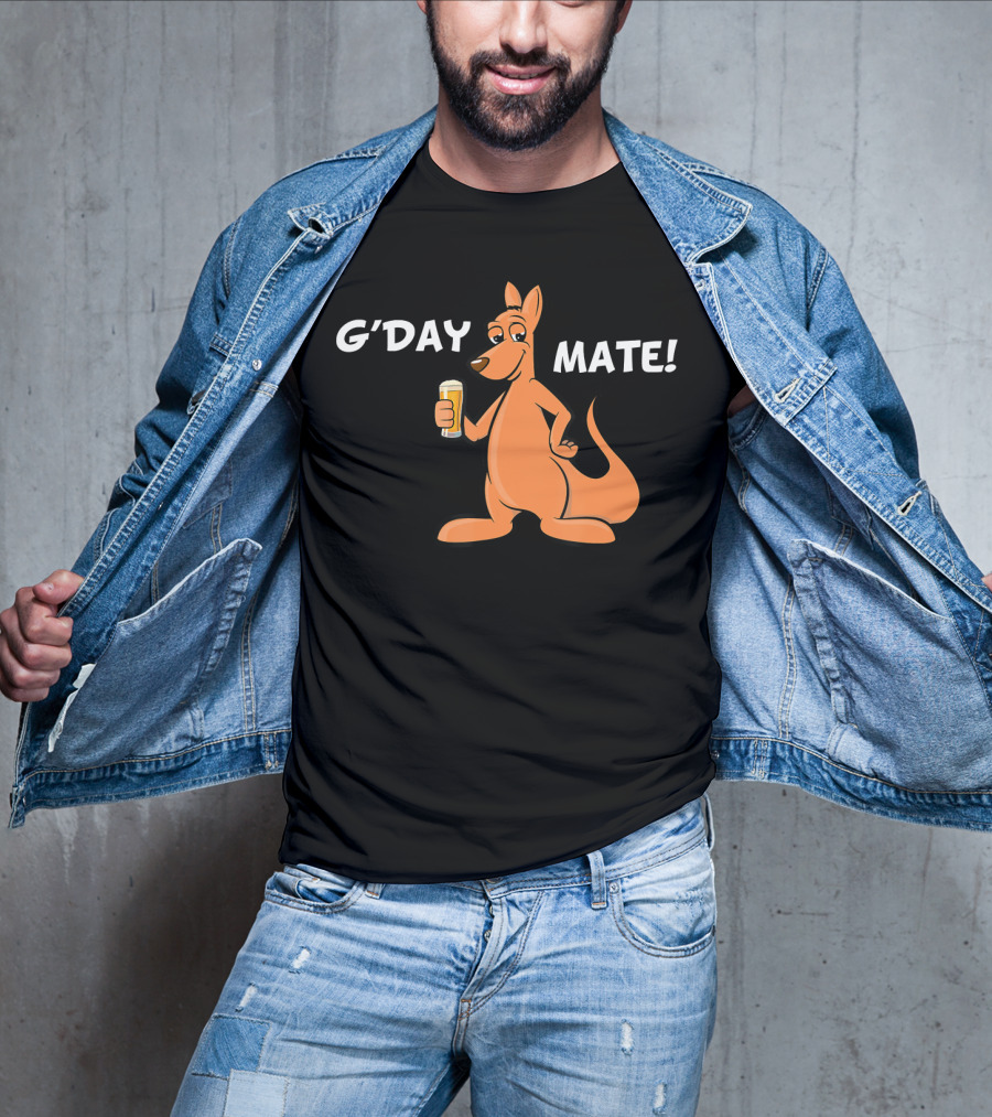 G'Day Mate Kangaroo Holding Beer T-Shirt
