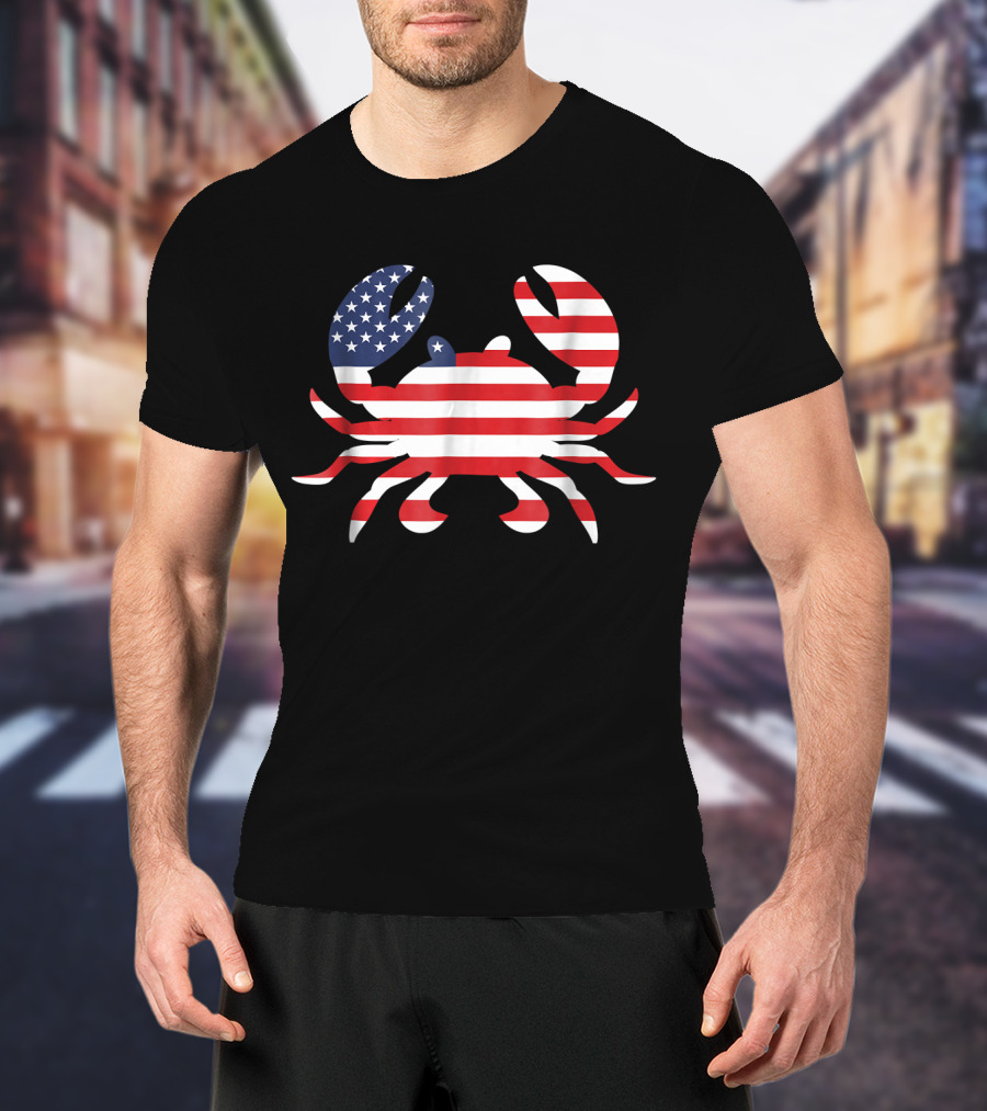 American Flag Crab USA Patriotic T-Shirt